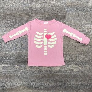 Gymboree | 6-12M Skeleton & Heart Long Sleeve Top